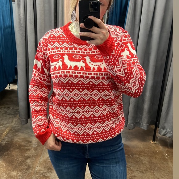 Bibi Holiday Fair Isle Sweater New Red - Picture 2 of 5